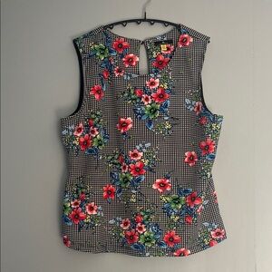 Jules & Leopold Floral Checkered Sleeveless Blouse Size Large